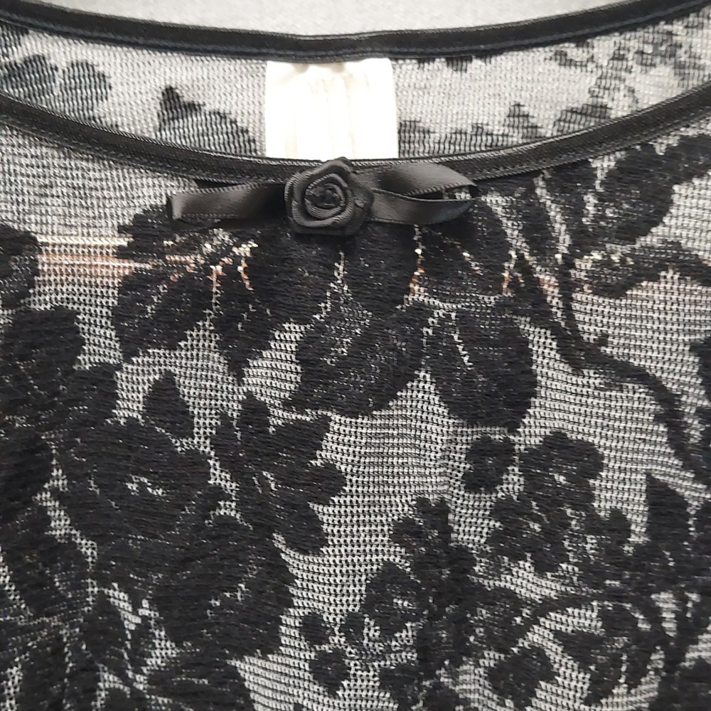 Vtg Y2K Sheer Mesh Floral Bodysuit L Fairy Grunge Whimsigoth Festival Layer - Picture 2 of 16